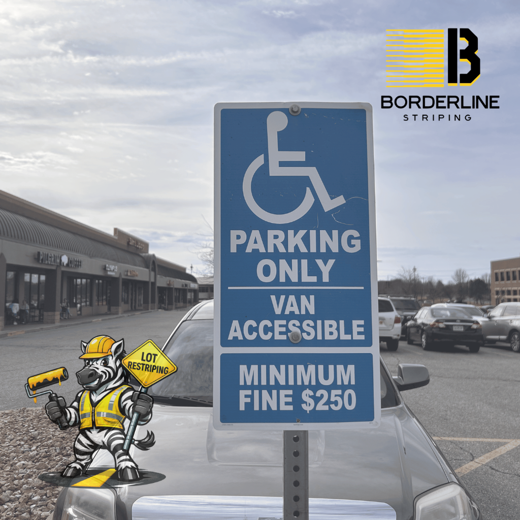 Commercial Lot in Overland Park - Handicap Sign 66212 - Borderline Striping Branding