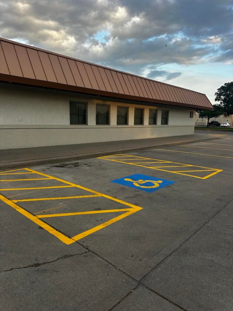This is Hay Rice and Associates we re-striped their parking lot in Liberal, KS they needed a re-striping and ADA Compliance